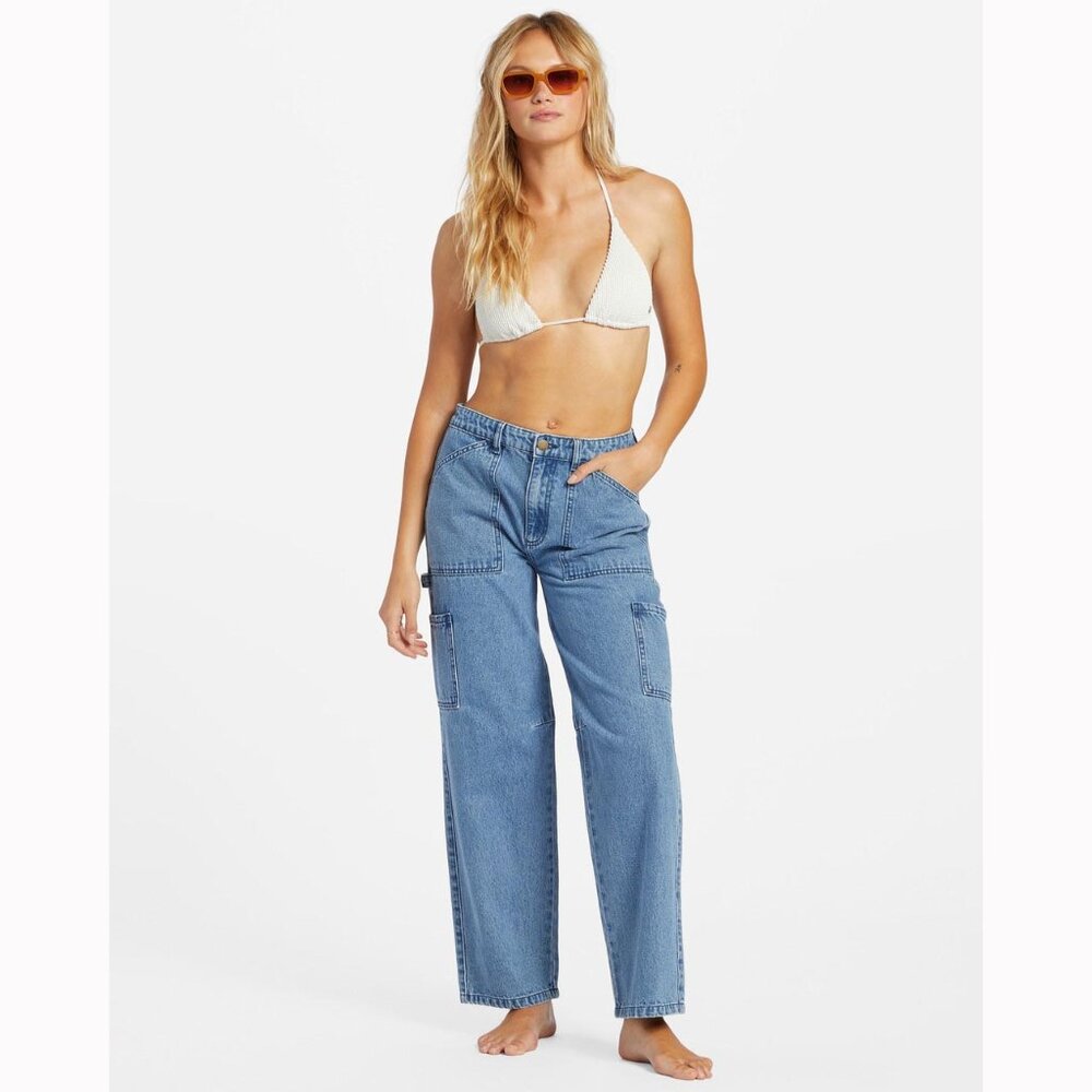 Billabong Women's Leia Cargo "Blue Rinse Indigo" Jeans